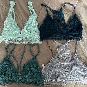 Set of four Victoria’s Secret lace bralettes. Used like New, size Medium
